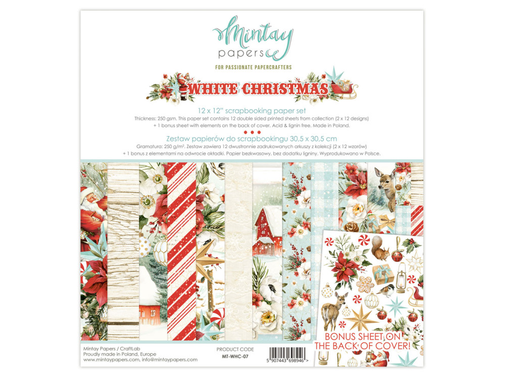 Papiery Do Scrapbookingu X Cm Mintay White Christmas