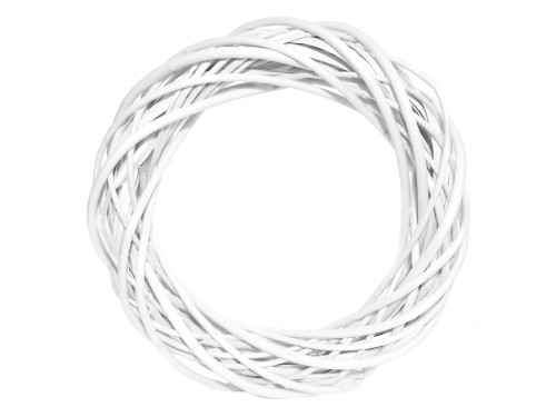 Wianek pleciony, wiklinowy, baza do stroików - biały, 20 cm