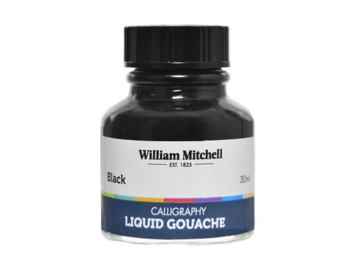 Gwasz kaligraficzny w płynie - William Mitchell - czarny, 30 ml