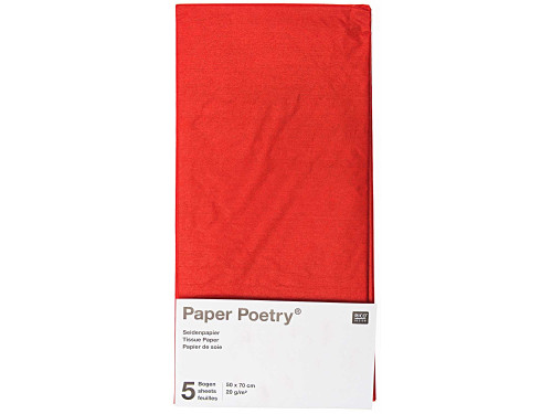 Gift wrapping tissue paper - Paper Poetry - red, 5 pcs.