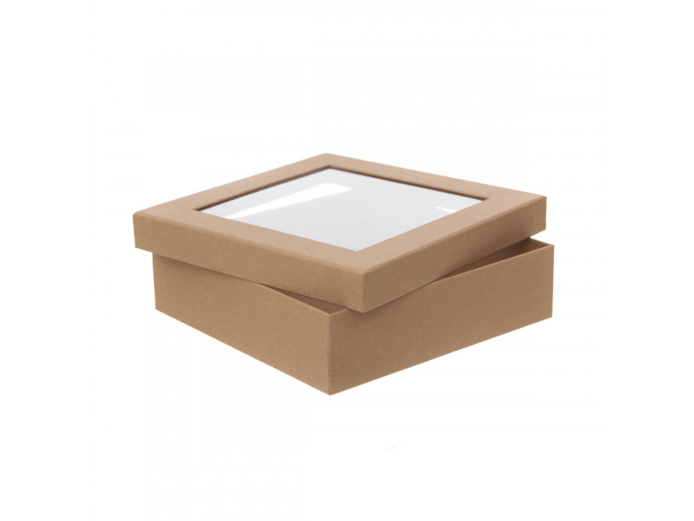 Carton box with window - DpCraft - kraft, 23,5 x 23,50 x 6,5 cm