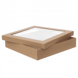 Carton box with window - DpCraft - kraft, 33,5 x 33,5 x 6,5 cm