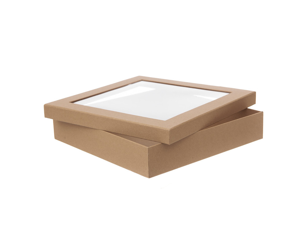 Carton box with window - DpCraft - kraft, 33,5 x 33,5 x 6,5 cm