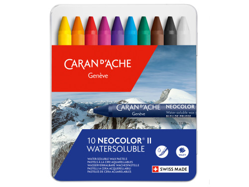Set of Neocolor II watersoluble wax pencils - Caran d'Ache - 10 pcs.