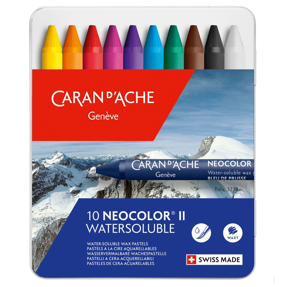 Set of Neocolor II watersoluble wax pencils - Caran d'Ache - 10 pcs.