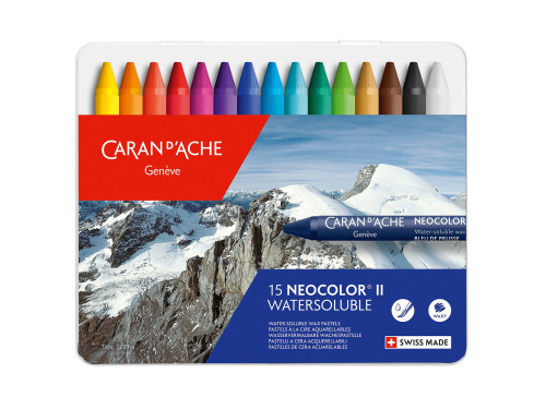 Set of Neocolor II watersoluble wax pencils - Caran d'Ache - 15 pcs.