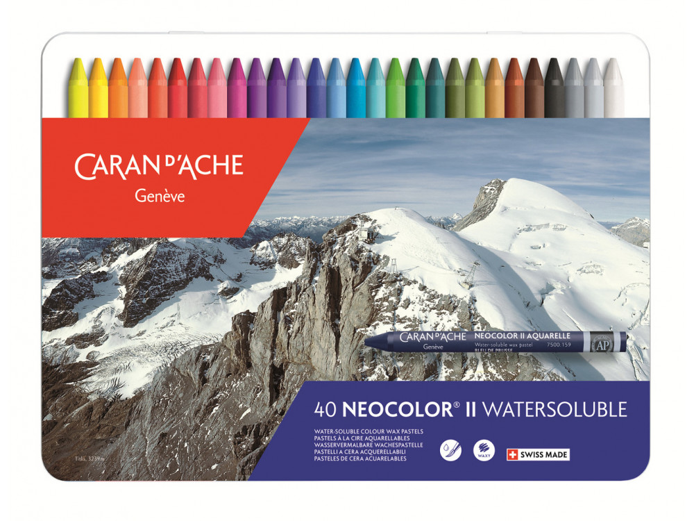 Set of Neocolor II watersoluble wax pencils - Caran d'Ache - 40 pcs.
