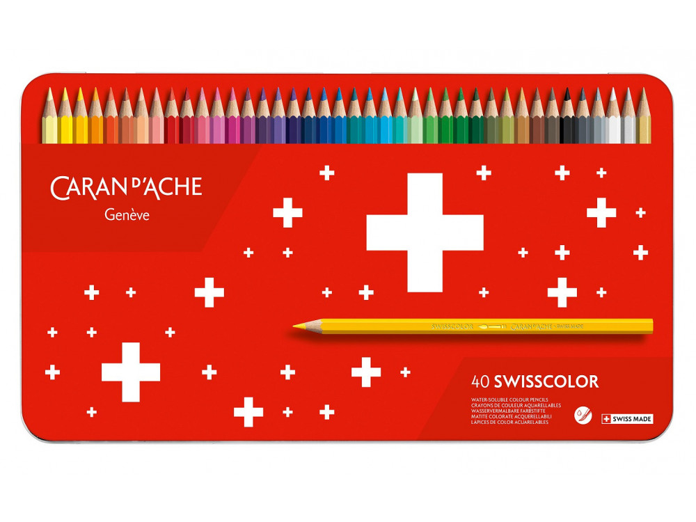 Zestaw kredek akwarelowych Swisscolor - Caran d'Ache - 40 kolorów