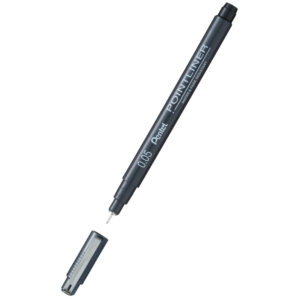 Cienkopis kalibrowany Pointliner - Pentel - czarny, 0,05 mm