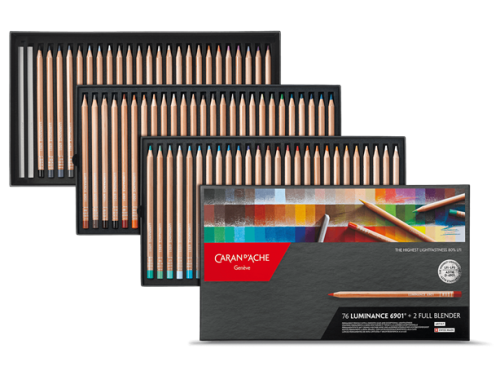Zestaw kredek ołówkowych Luminance - Caran d'Ache - 76 kolorów + 2 blendery