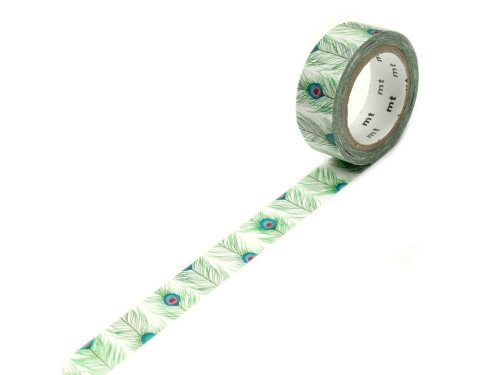 Taśma papierowa washi - MT Masking Tape - Peacock Feathers, 7 m