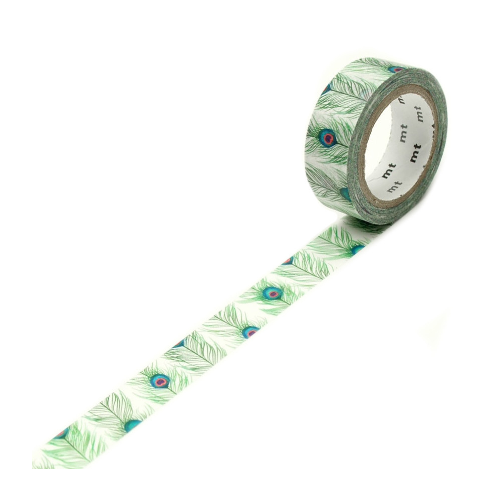 Taśma papierowa washi - MT Masking Tape - Peacock Feathers, 7 m