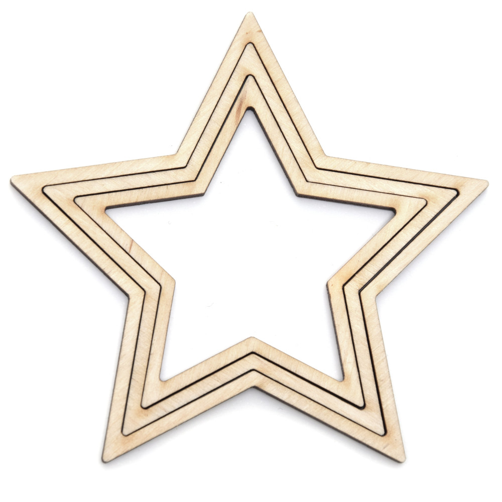 Wooden elements, star pendants - Simply Crafting - 3 pcs.