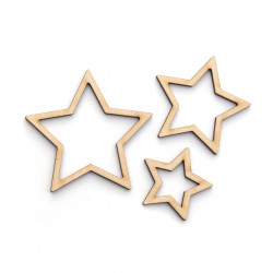 Wooden elements, little stars pendants - Simply Crafting - 3 pcs.