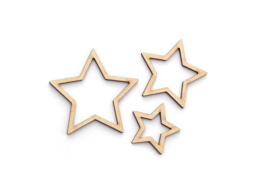 Wooden elements, little stars pendants - Simply Crafting - 3 pcs.