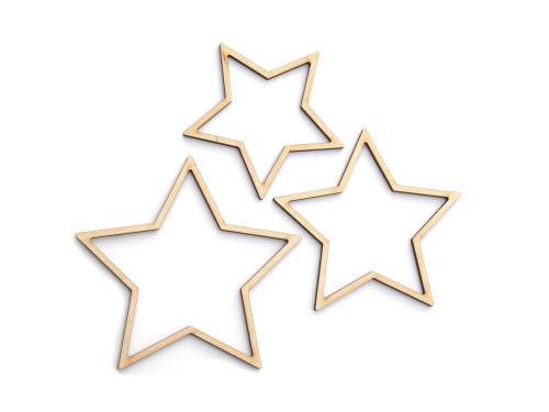 Drewniane kształty, zawieszki - Simply Crafting - gwiazdki, 3 szt.