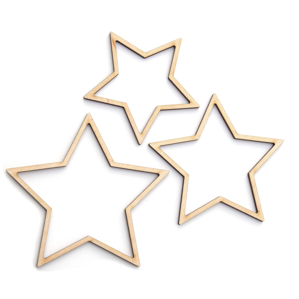 Wooden elements, star pendants - Simply Crafting - 3 pcs.