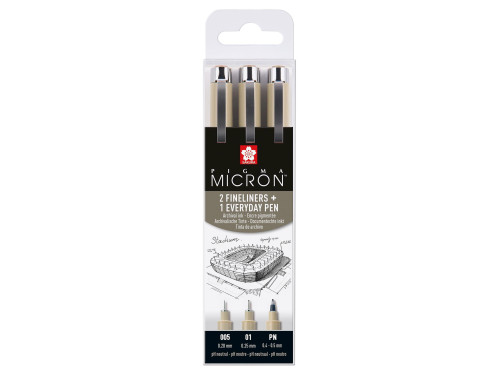 Pigma Micron Urban fineliners set - Sakura - black, 3 pcs.