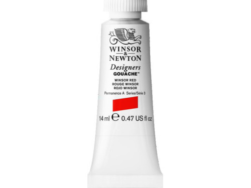 Farba gwasz Designers Gouache - Winsor & Newton - Winsor Red, 14 ml