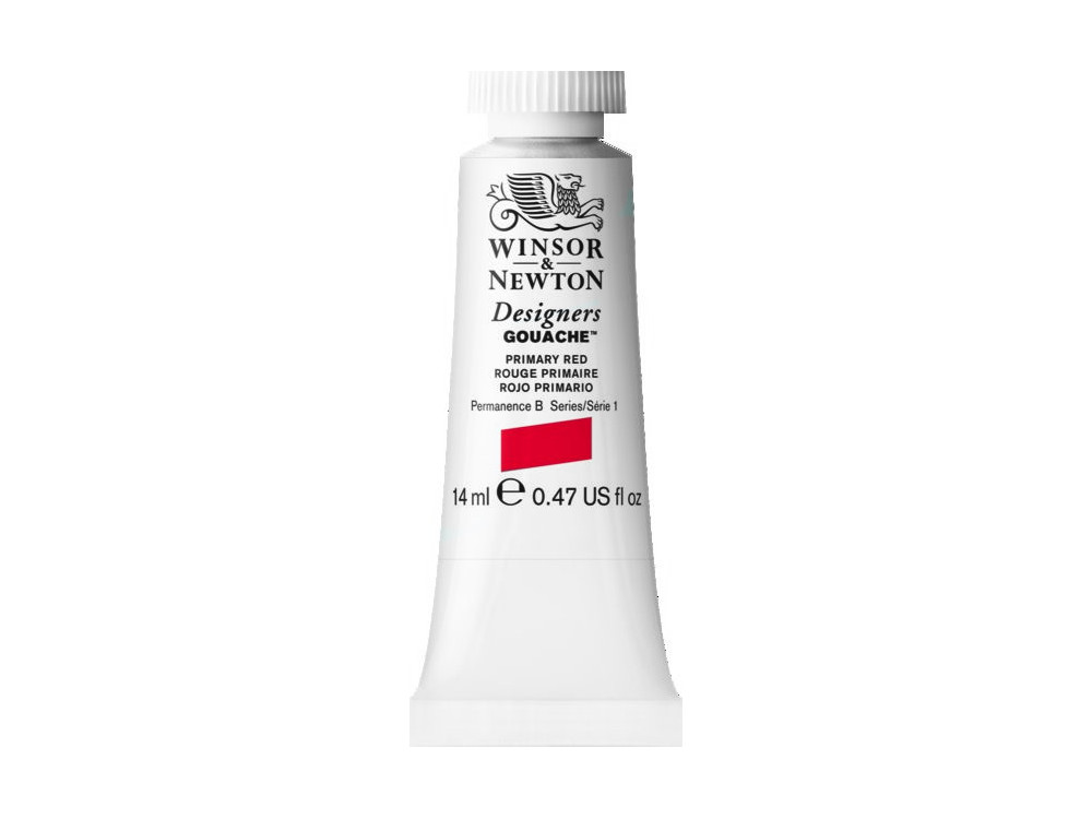 Gouache paint in tube - Winsor & Newton - Primary Red, 14 ml