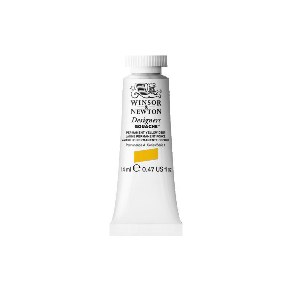 Gouache paint in tube - Winsor & Newton - Permanent Yellow Deep, 14 ml