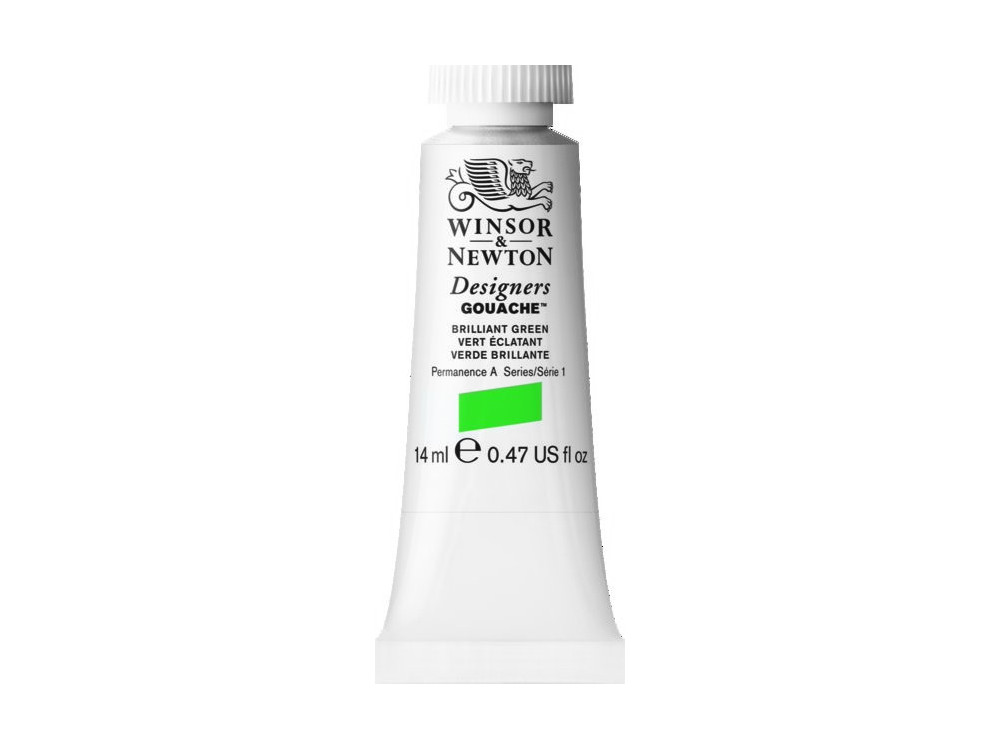 Gouache paint in tube - Winsor & Newton - Brilliant Green, 14 ml