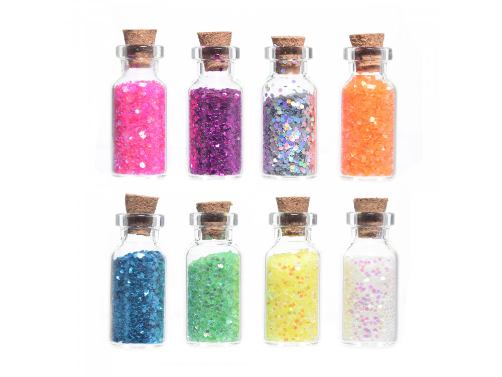 Glitter in bottles - neon, 8 colors x 7 g