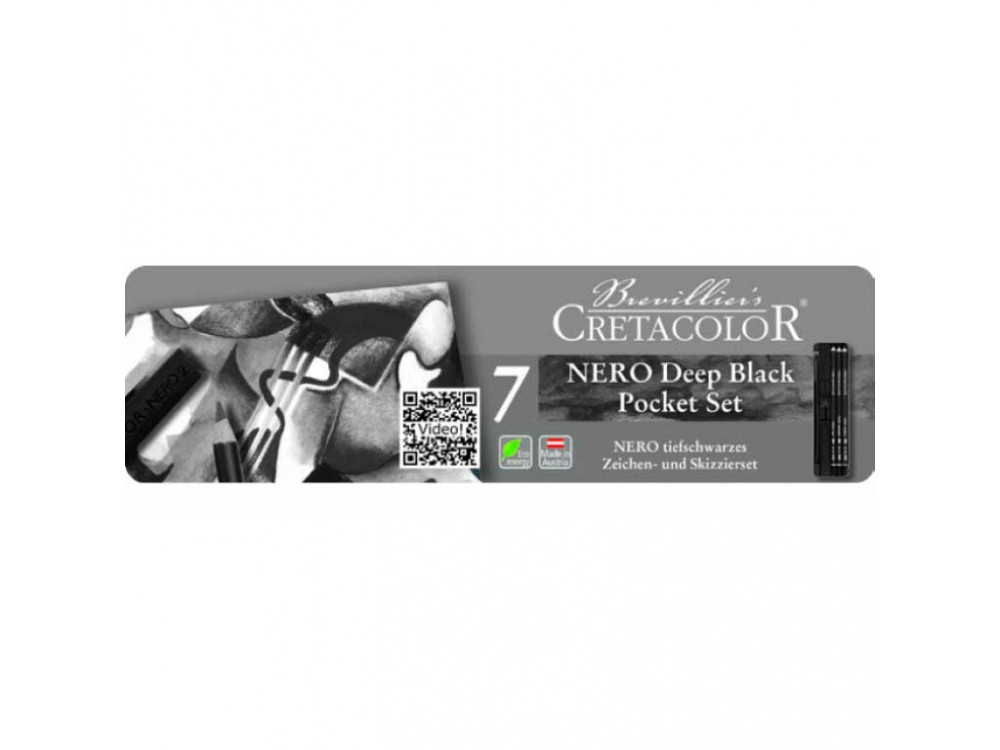 Charcoal Nero Deep Black Pocket Set - Cretacolor - 7 pcs.