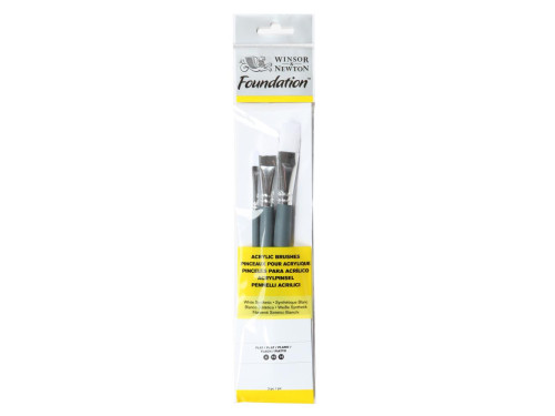 Foundation acrylic brushes - Winsor & Newton - flat, 3 pcs.