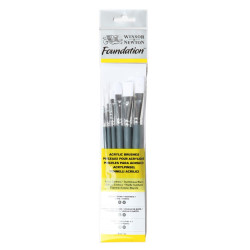 Foundation acrylic brushes - Winsor & Newton - 6 pcs.
