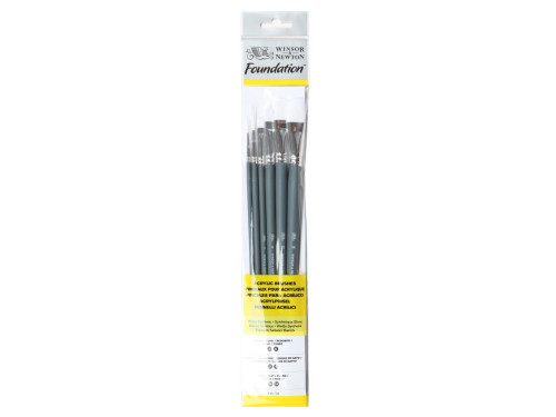 Zestaw pędzli Foundation do akryli - Winsor & Newton - 6 szt.