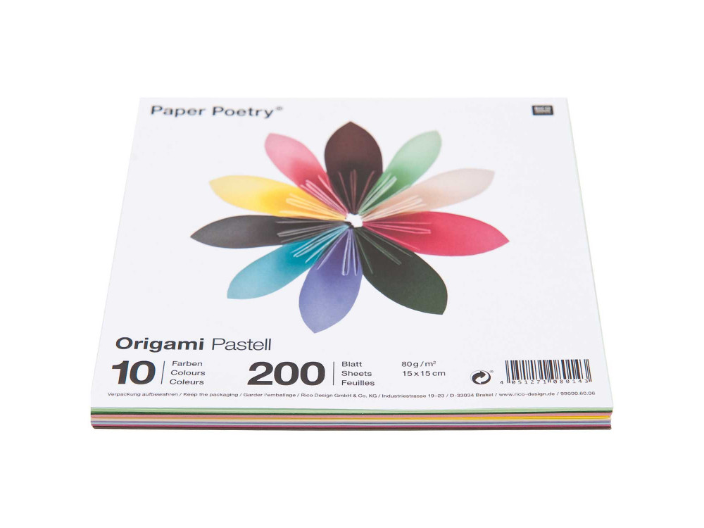 Origami paper Pastel - Paper Poetry - square, 15 x 15 cm, 200 sheets