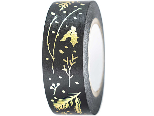 Taśma washi - Paper Poetry - Black Branches, 15 mm x 10 m