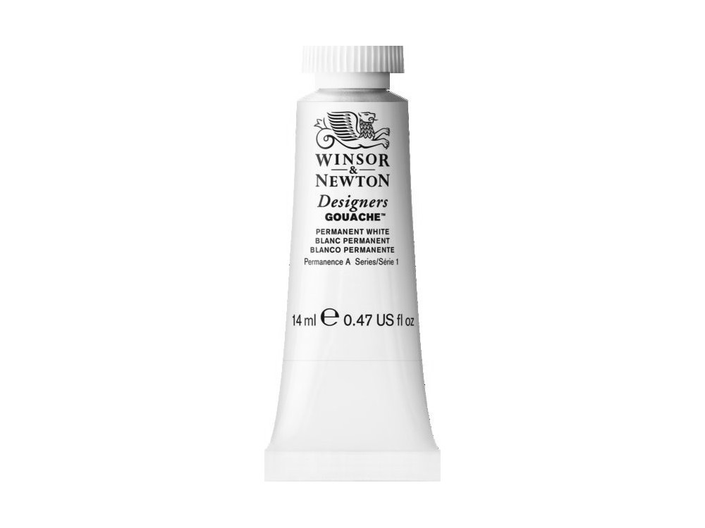 Gouache paint in tube - Winsor & Newton - Permanent White, 14 ml