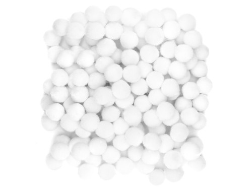 Polyester pompoms - DpCraft - white, 1 cm, 120 pcs.