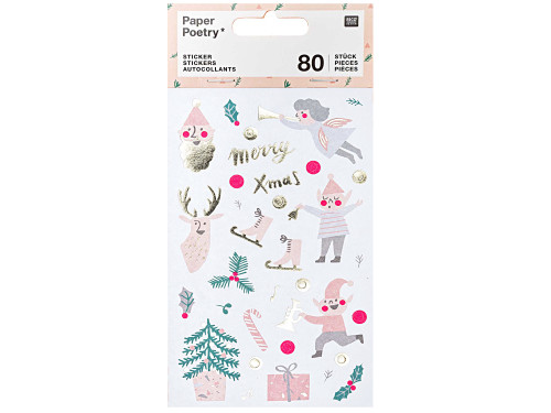 Christmas stickers - Paper Poetry - Jolly Christmas, pastel, 80 pcs.