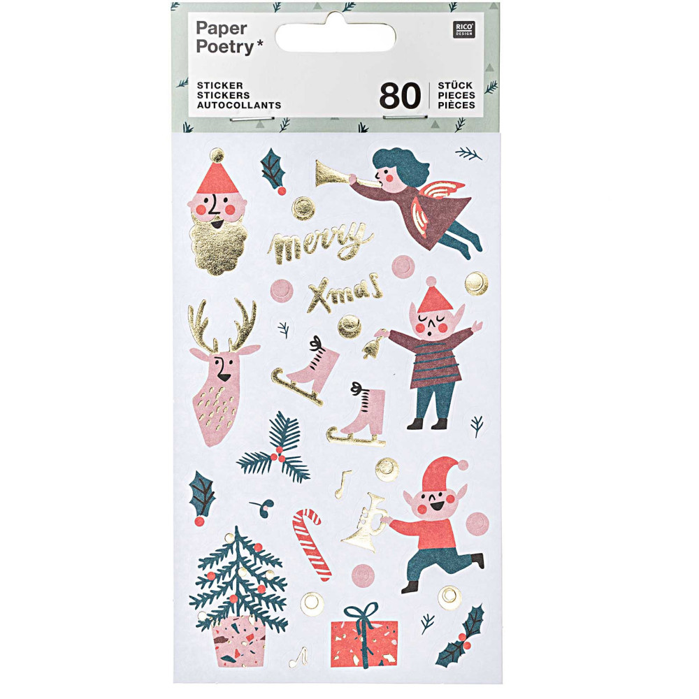 Naklejki świąteczne - Paper Poetry - Jolly Christmas, 80 szt.