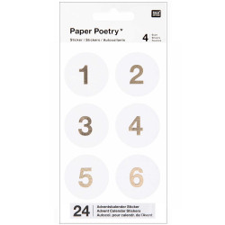 Naklejki - Paper Poetry - Liczby adwentowe, białe, 24 szt.