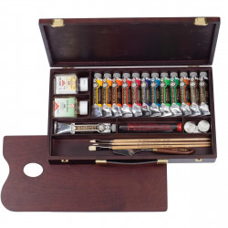 Zestaw farb olejnych Professional z akcesoriami w drewnianym kuferku - Rembrandt - 21 szt.