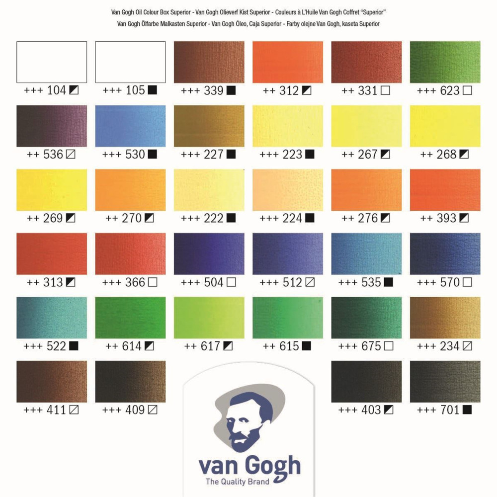 Zestaw farb olejnych Superior z akcesoriami w drewnianym kuferku - Van Gogh