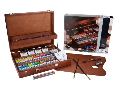 Set of Superior Oil Colour paints in tubes and accessories in wooden box - Van Gogh