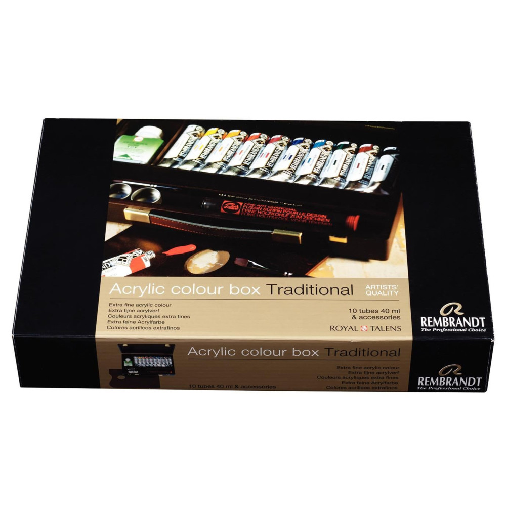 Acrylic colour box Traditional set with accessories - Rembrandt - 19 pcs.