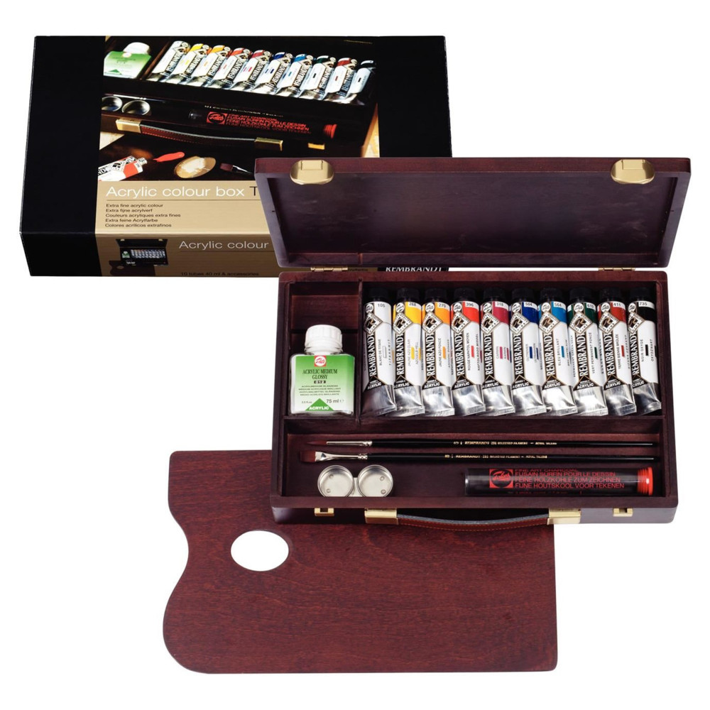 Acrylic colour box Traditional set with accessories - Rembrandt - 19 pcs.