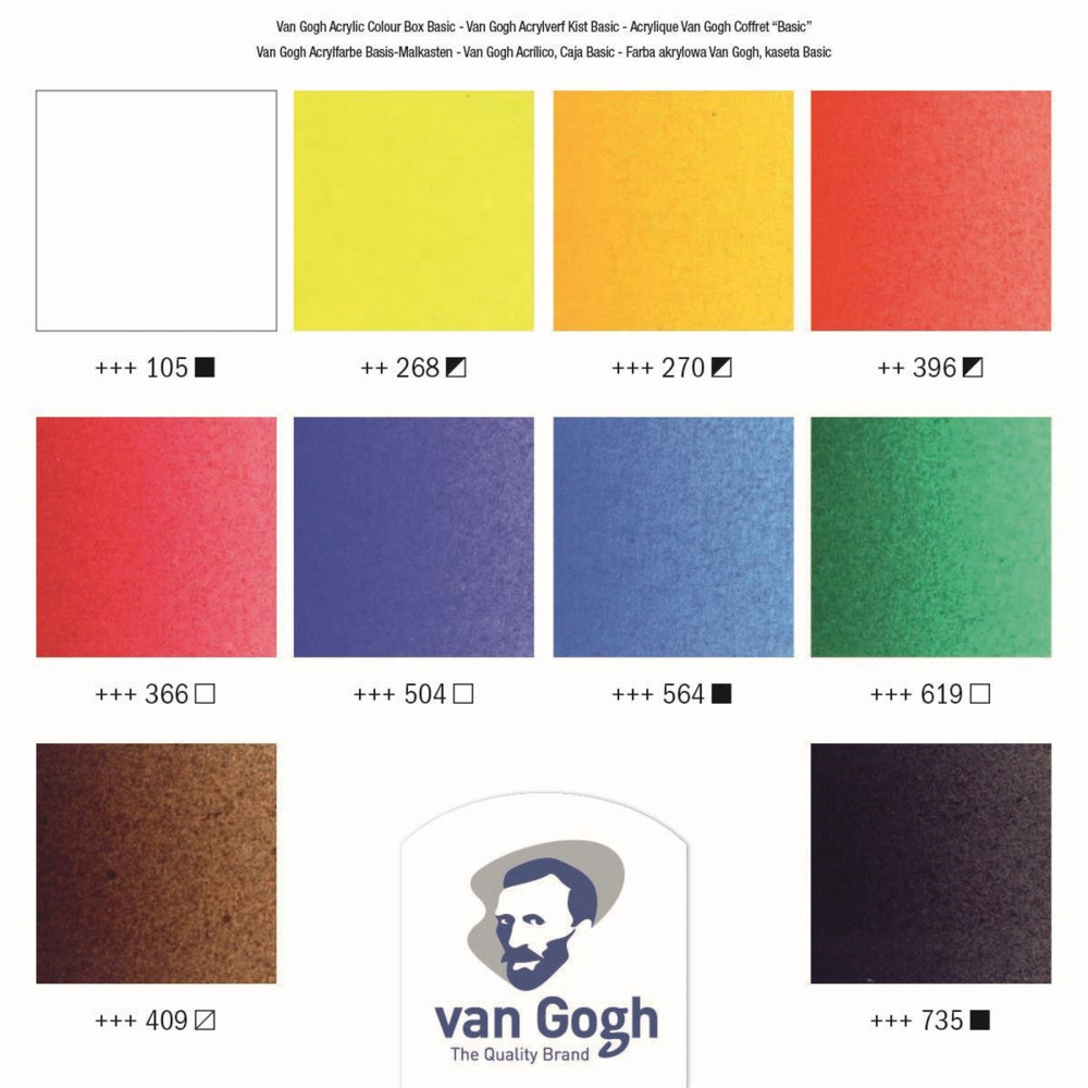 Zestaw farb akrylowych Basic z akcesoriami w drewnianym kuferku - Van Gogh