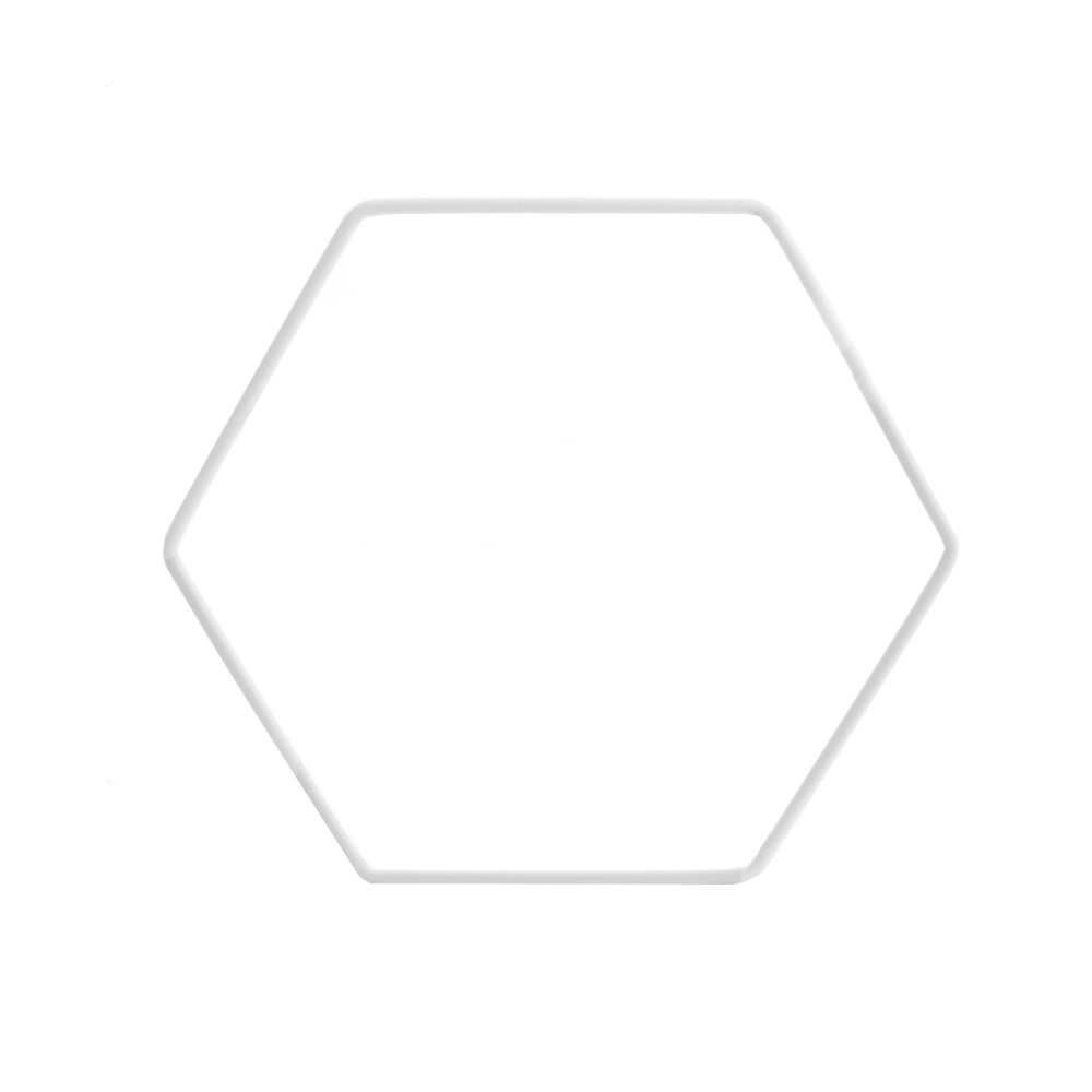 Metalowa obręcz do makramy - Heksagon, biały, 15 x 13,5 cm