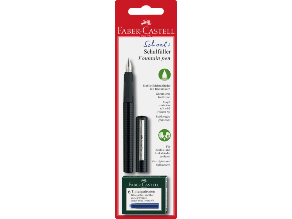 School fountain pen with cartridges - Faber-Castell - black, M