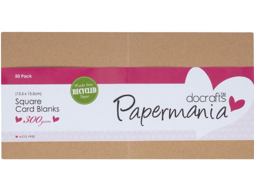 Zestaw kwadratowych kart i kopert - Papermania - Recycled Kraft, 50 szt.