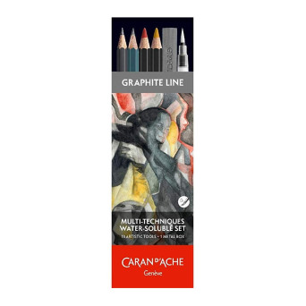 Set of Maxi Graphite, Colour Treasure pencils with case - Caran d'Ache -  HB, 5 pcs.