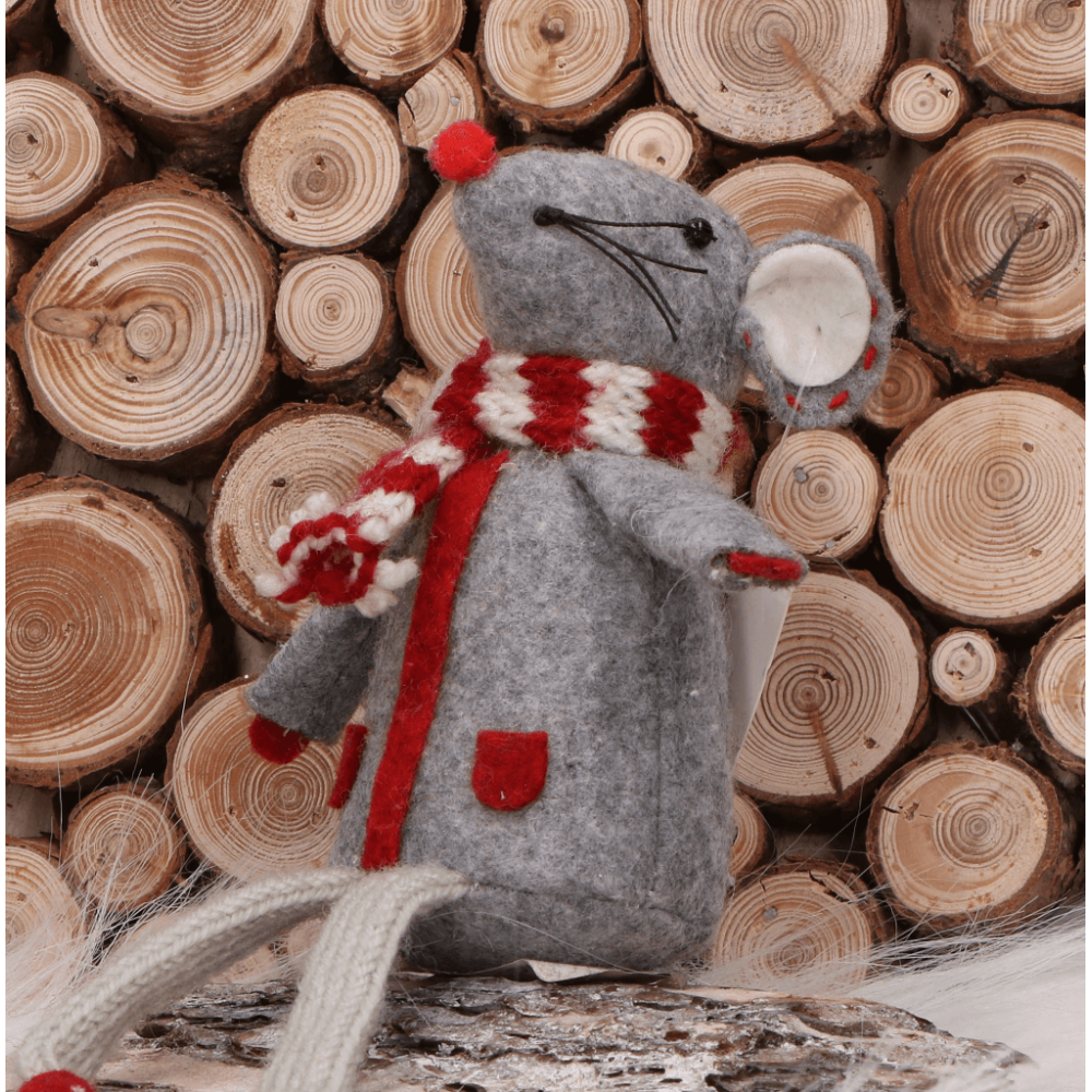 Christmas mouse, makoshka - grey, 21 cm