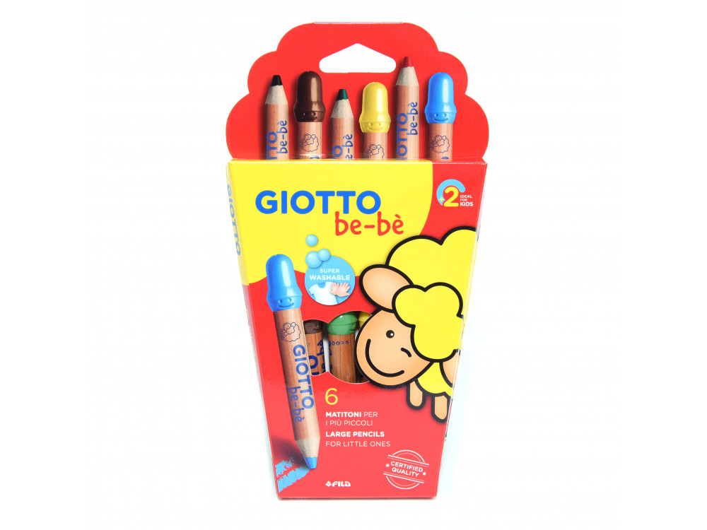 Large pencils with pencil sharpener Giotto bebe, 6 pcs